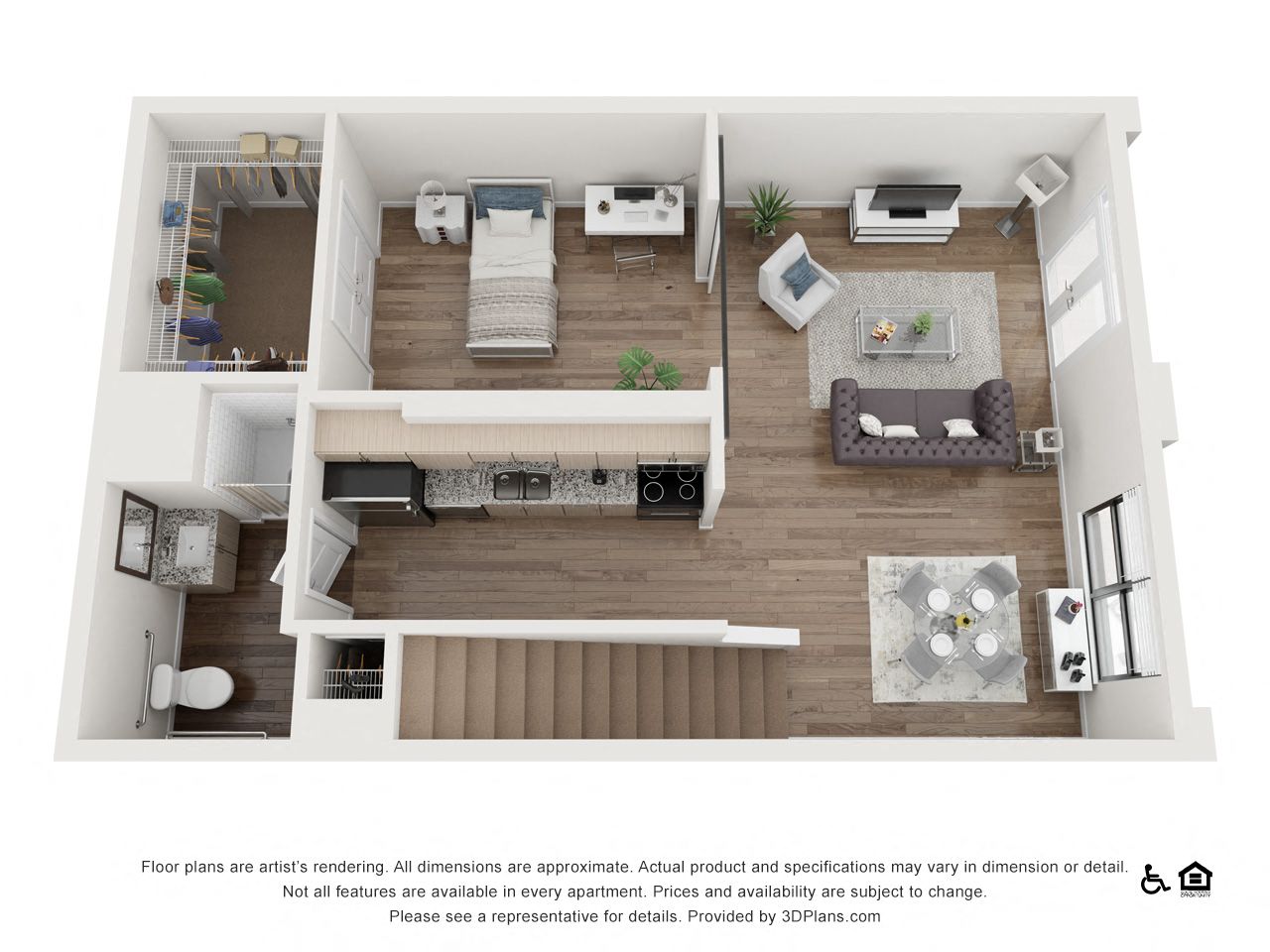 Floor plan for 2 beds, 2 baths, 1150 sqft